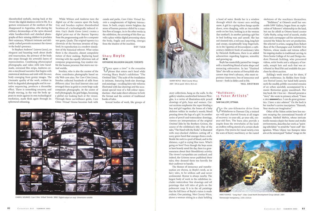 A spread from the Summer 2002 issue of <em>Canadian Art</em>