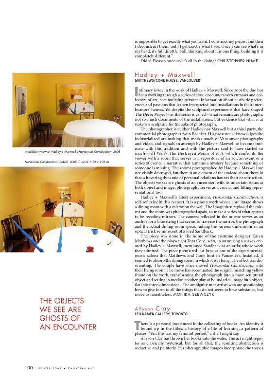 Page from the Winter 2005 issue of <em>Canadian Art</em>