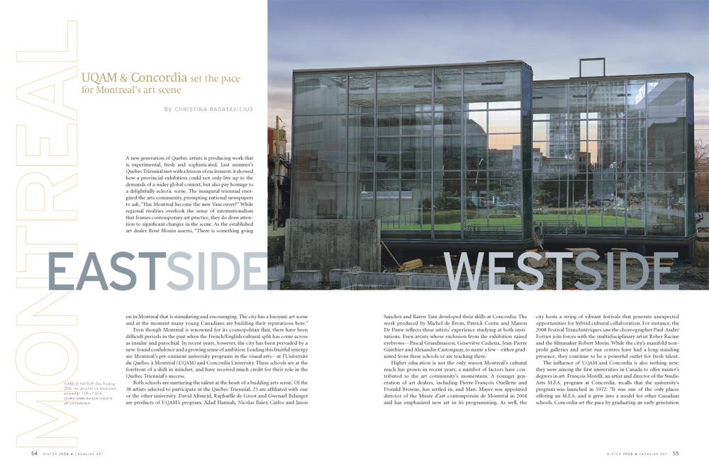 Spread from the Winter 2008 issue of <em>Canadian Art</em>