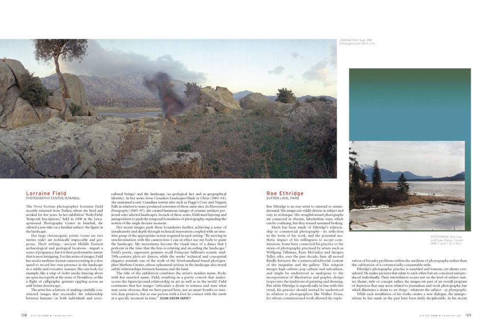 A spread from the Winter 2008 issue of <em>Canadian Art</em>