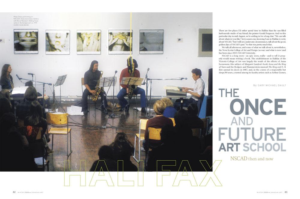 Opening spread on article about NSCAD in the Winter 2008 issue of <em>Canadian Art</em>