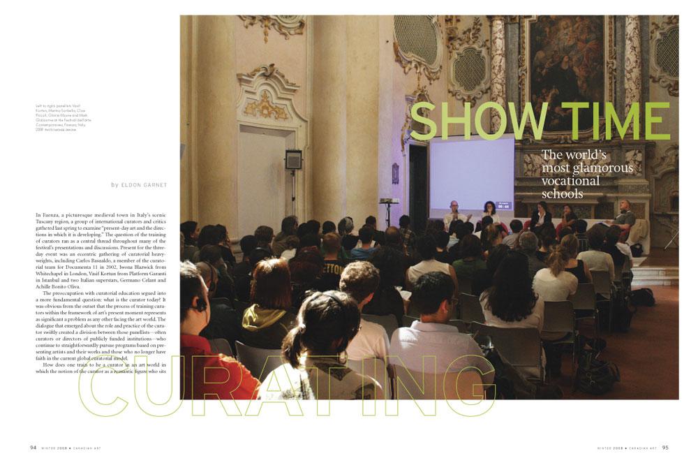 Opening spread for “Show Time” in the Winter 2008 issue of <em>Canadian Art</em>