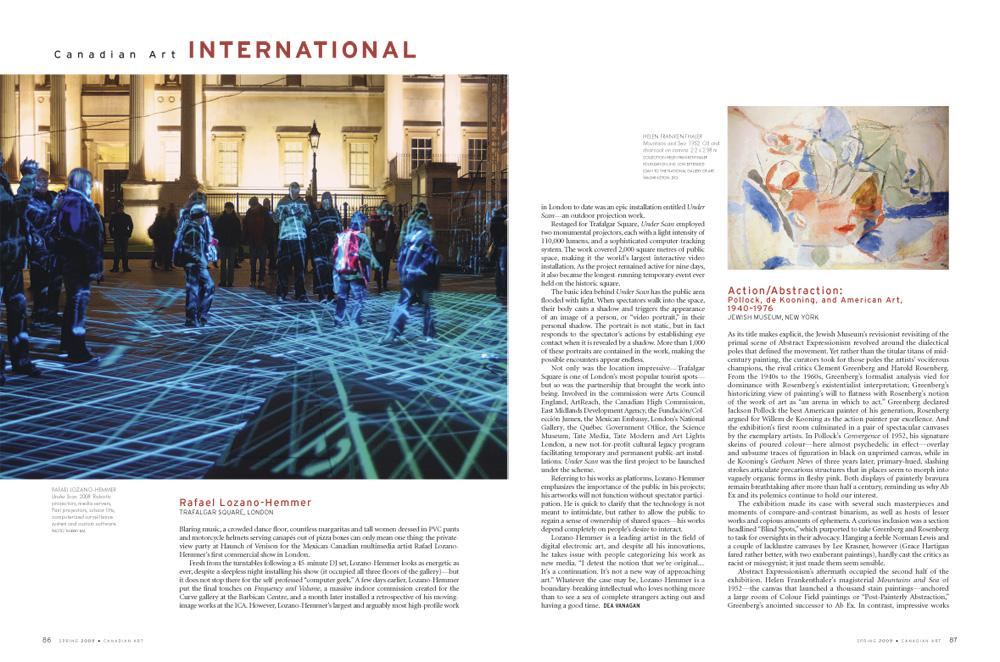 Spread from the Spring 2009 issue of <em>Canadian Art</em>