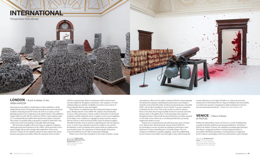 Spread from the Spring 2010 issue of Canadian Art