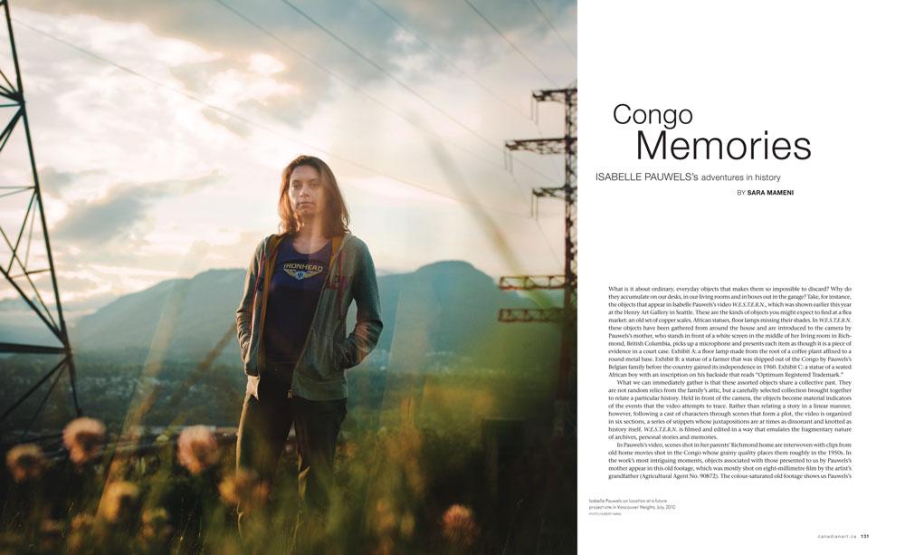 Isabelle Pauwels spread from Fall 2010 issue of <em>Canadian Art</em> / photo Hubert Kang
