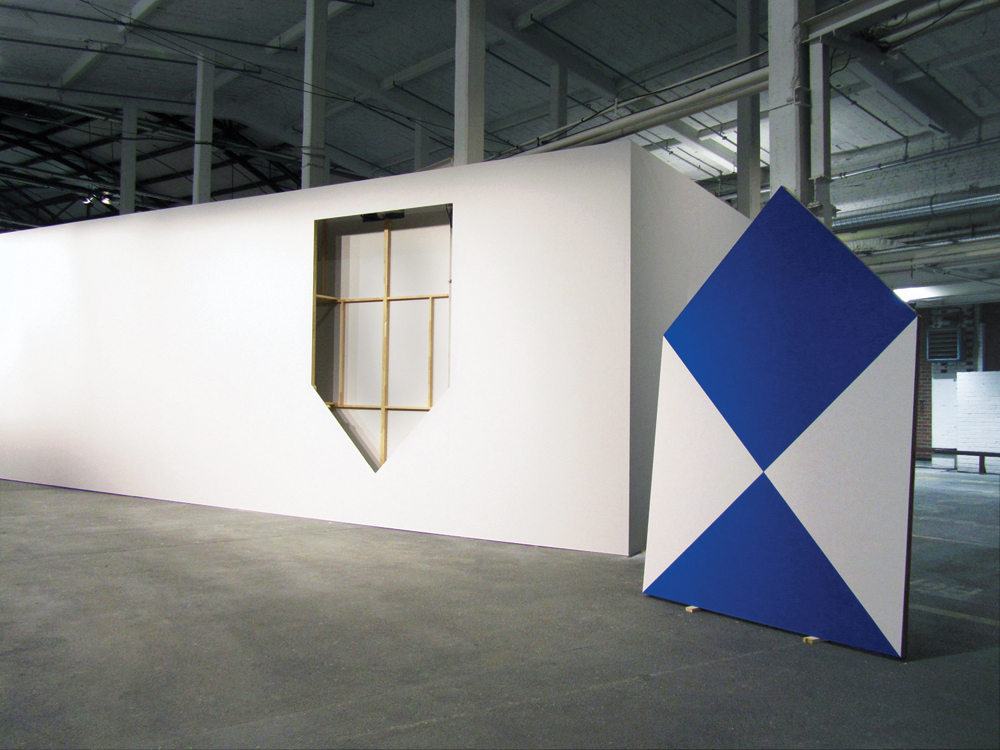 <em>Study for a Blue Shield</em> 2011 Gallery wall painted, cut and placed on the roof of the exhibition space 3x2.5m