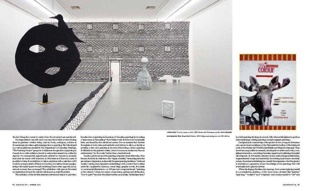 Closing spread from “The Painting Project” by Louise Déry, <em>Canadian Art</em>, Summer 2012, pp 66–71 
