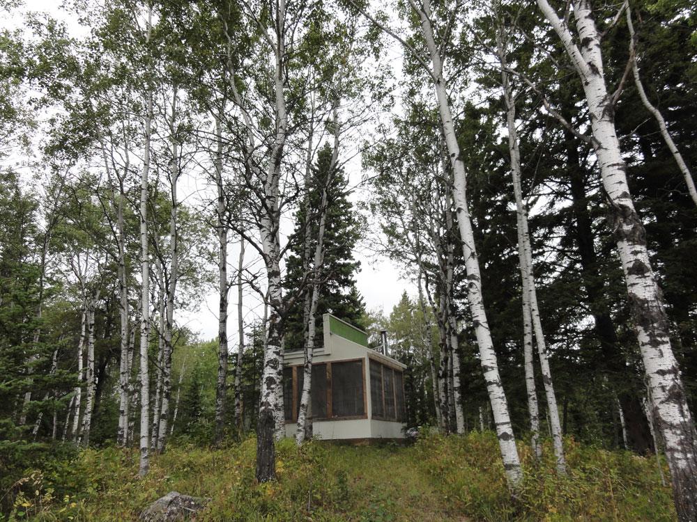 An exterior view of Wanda Koop's cabin near Riding Mountain National Park
