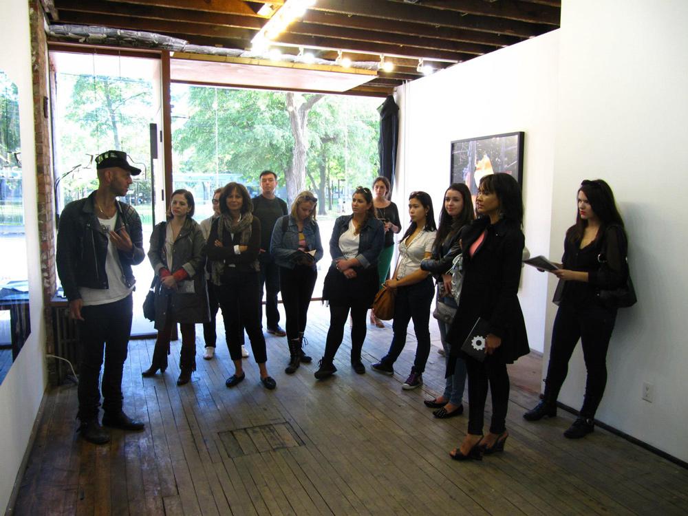 A Gallery Hop Toronto 2012 talk at Clint Roenisch; Canadian Art Foundation interns help organize such talks