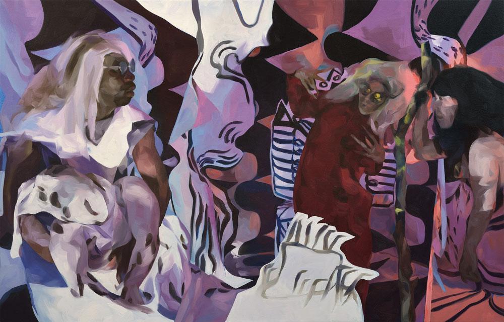 Jessica Mensch <em>The Catch</em> 2012 Oil on canvas 42 x 60 inches