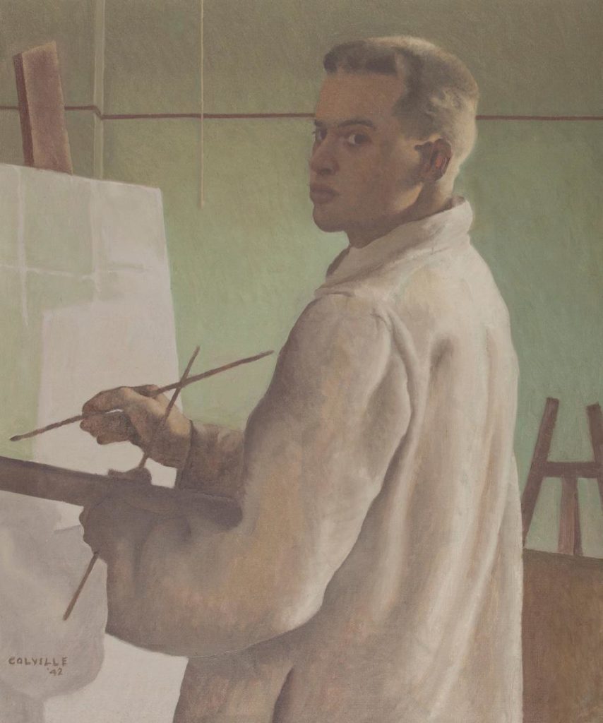 A self-portrait by Alex Colville, created during his student years at Mount Allison University / image courtesy Owens Art Gallery