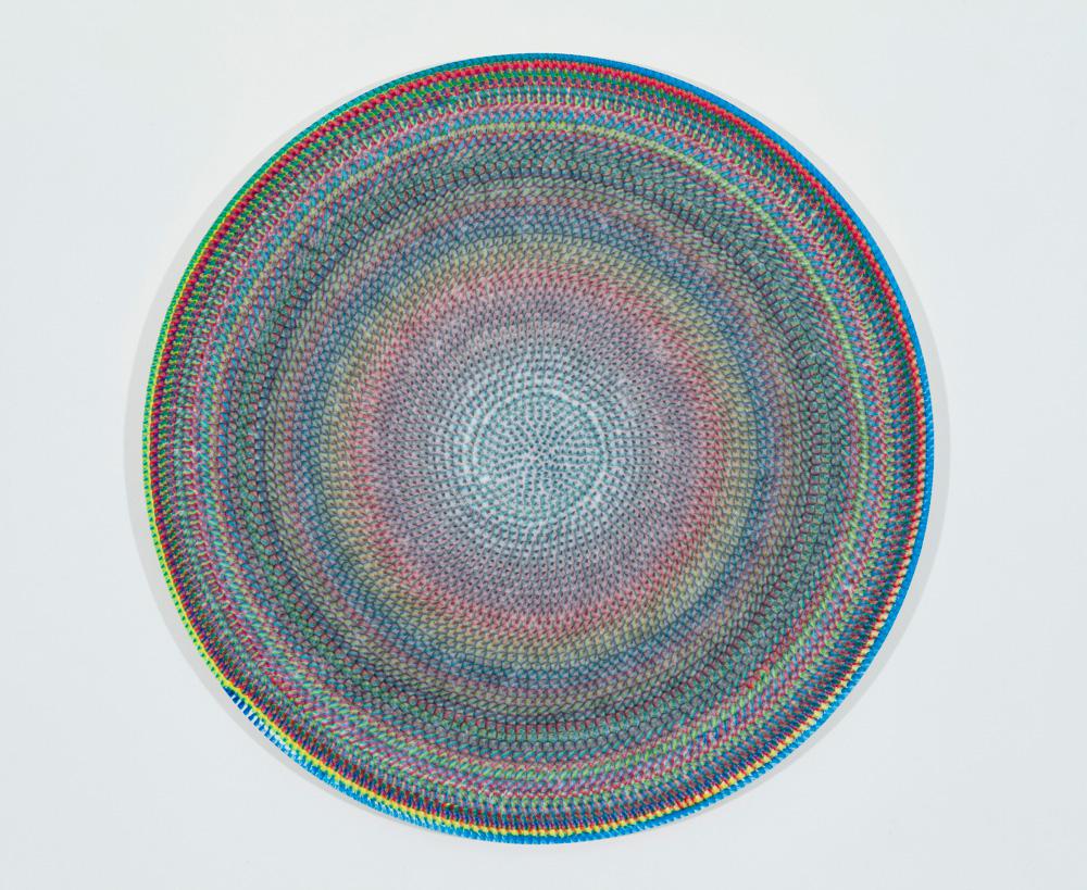 Julie Trudel <em>Étude 5A</em> from the project <em>CMYK</em> 2011 Acrylic and silkscreen ink on plywood 29 inches in diameter Courtesy Galerie Hugues Charbonneau / photo Richard-Max Tremblay