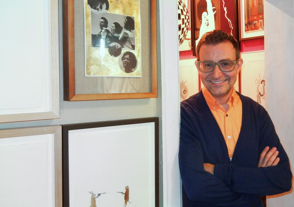 Collector Bill Clarke at home with works by Marcel Dzama, Jason de Haan and, behind, Kelly Mark, Balint Zsako and Luke Painter