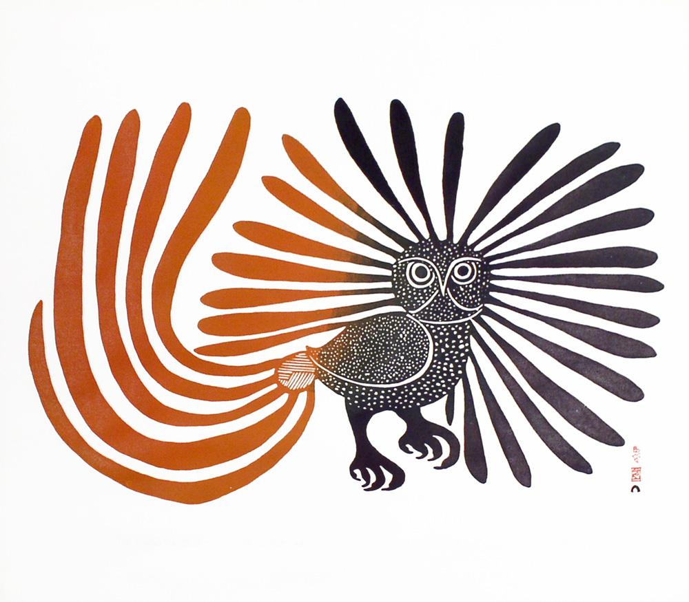 One of Kenojuak Ashevak's iconic owl prints. The Inuit artist is the namesake for a new residency prize created by the revitalized Inuit Art Foundation. Image: Courtesy Feheley Fine Arts.
