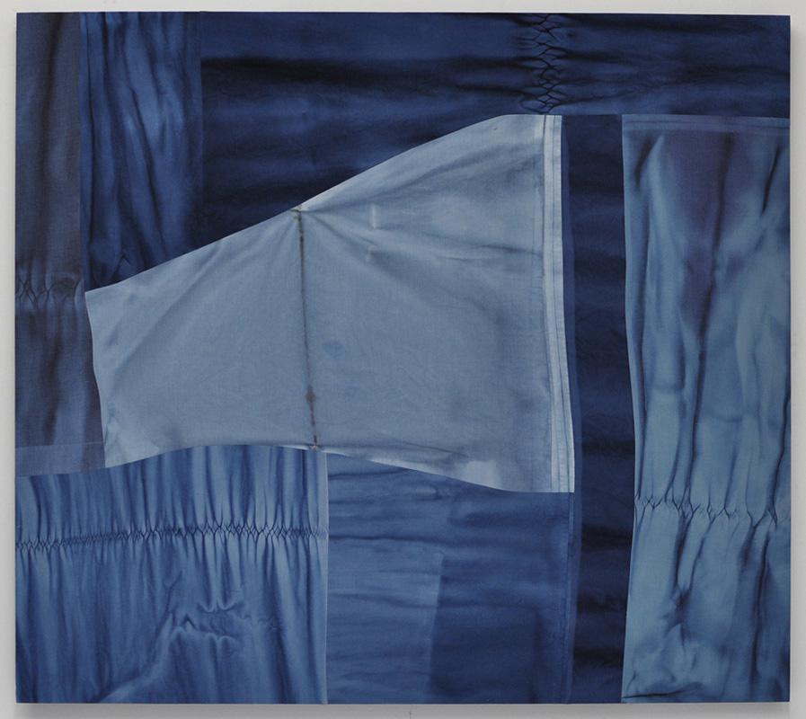 Colleen Heslin, <em>Untitled (blue monochrome)</em>, 2014. Dye on cotton, 48 x 54 inches. Courtesy Laroche/Joncas.