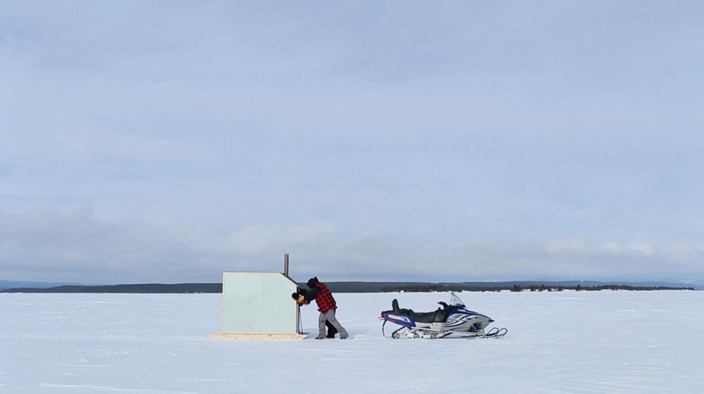 A still from Jordan Bennett's <em>Ice Fishing</em> (2014), which is to be on view in Venice during the 2015 Biennale. Photo: Dru Kennedy. 