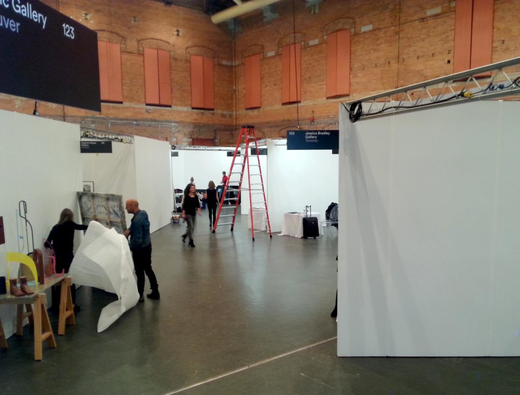 View of the Imperial Oil Opera Theatre at the Joey and Toby Tanenbaum Opera Centre during set-up for the 2014 Feature Art Fair. Courtesy the Association des galeries d'art contemporain. 