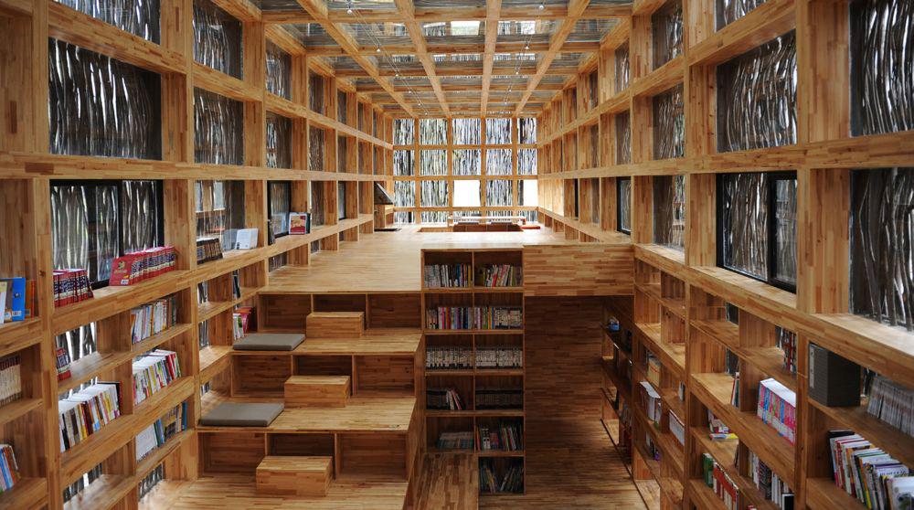 A view of the 175-square-metre library in Liyuan, China, designed by Li Xiaodong, winner of a new $100,000 Canadian architecture prize.