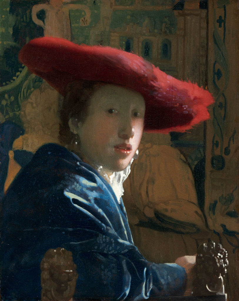 Johannes Vermeer, <em>Girl with the Red Hat</em>, c. 1665–66. Andrew W. Mellon Collection, National Gallery of Art, Washington, DC. 