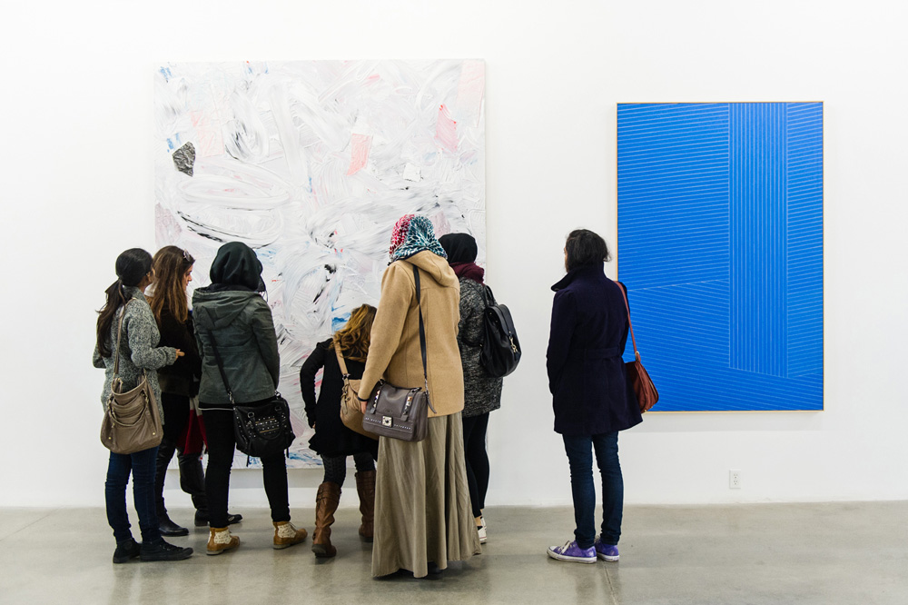 Students from a Toronto high school visit a gallery during the Canadian Art School Hop—a program that provides students with free art tours. 