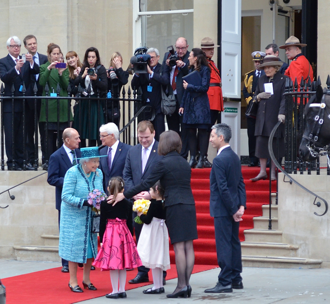 Queen Elizabeth II and the Duke of Edinburg arriving at Canada House. Photo: Ingrid Percy.