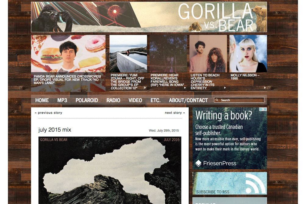 Screenshot of gorillavsbear.net