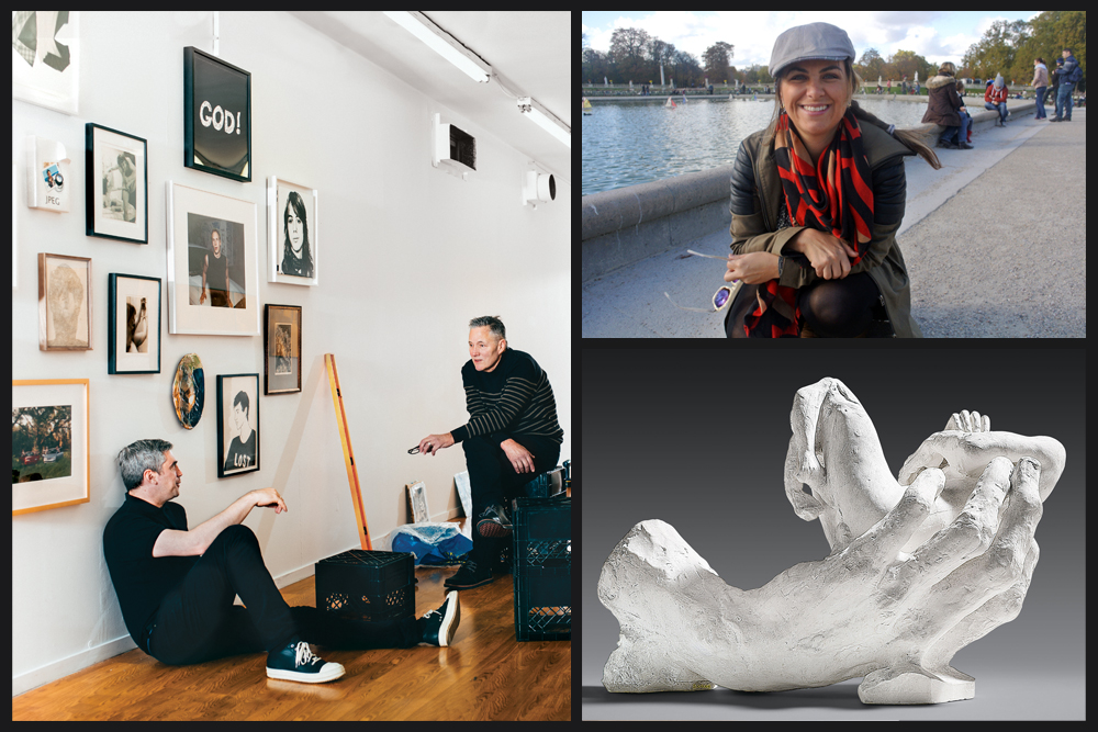 Clockwise from left: Lee Plested and Erik von Muller at the Apartment in Vancouver, March 2015. Photo: Hubert Kang; Dr. Julie Nagam; Auguste Rodin, <i>The Hand of the Devil</i>, 1903. © Musée Rodin, Paris. Photo: Christian Baraja.
