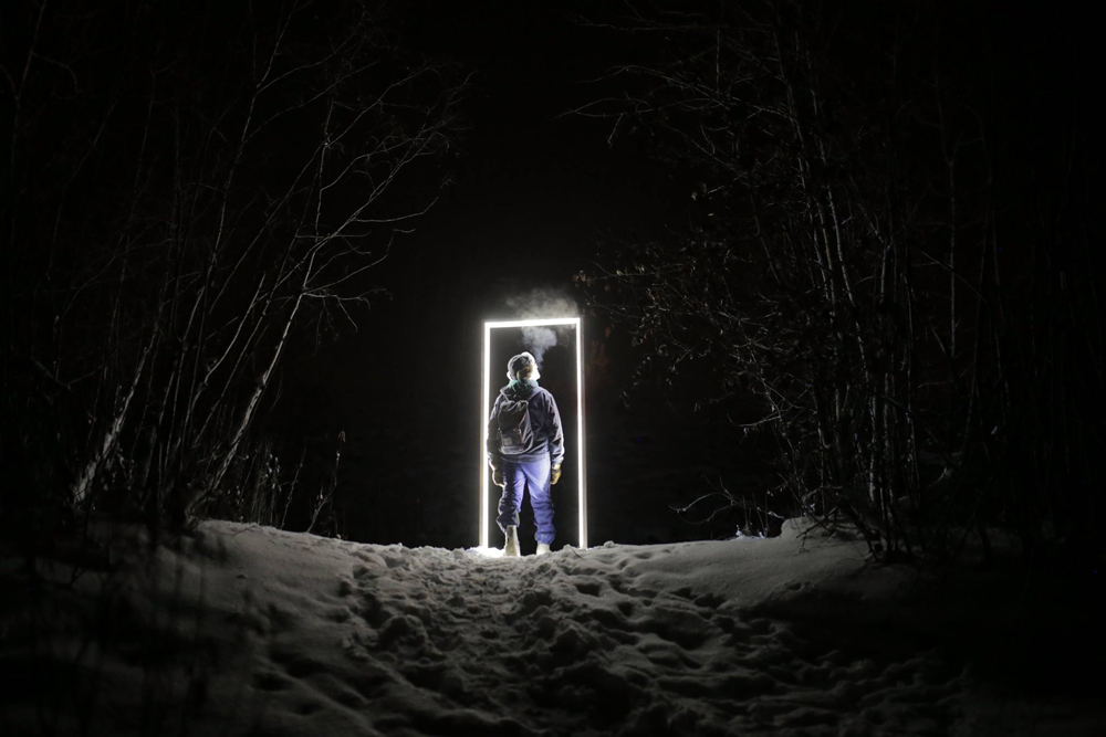 Caitlind Brown and Wayne Garrett, <em>The Deep Dark</em> (installation in Dawson City), 2015.