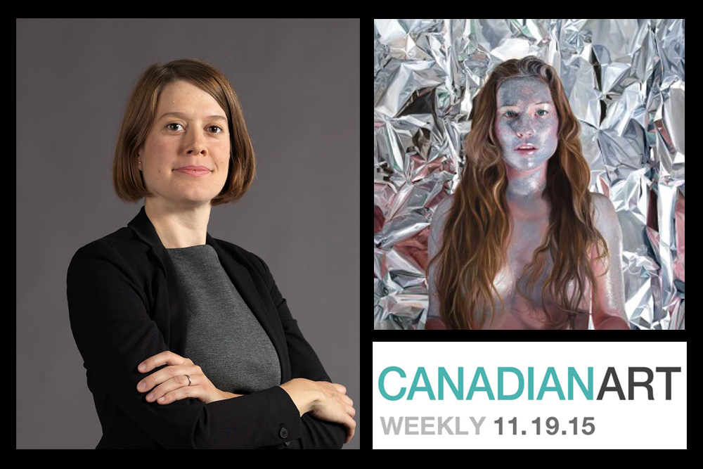 Images clockwise from left: Kim Waldron. Photo: Kim Waldron; Jen Mann, <em>Self-Portrait as a Relfection</em>, which won the 2015 Kingston Prize; a snipped of <em>Canadian Art</em>’s award-winning newsletter.