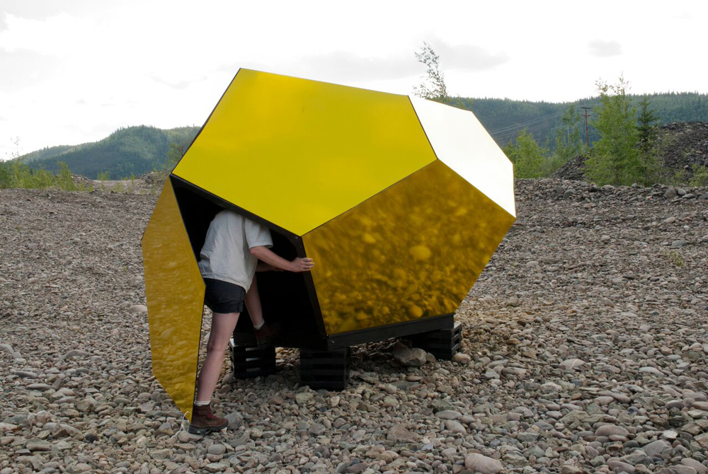 Kevin Schmidt and Holly Ward's <em>Eye of the Beholder</em> installed in the hills around Dawson City.