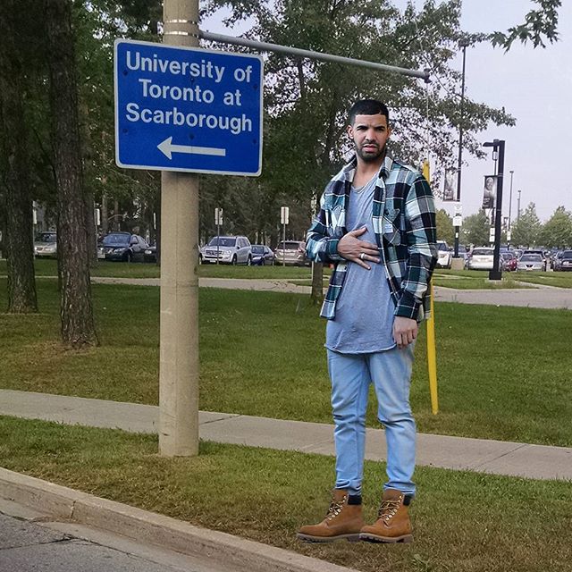 An image from the @UofTDrizzy parody Instagram feed, which Photoshops famed rapper Drake into student-life scenarios on the University of Toronto at Scarborough campus. The feed is due to become official public art this May as part of the Contact Photography Festival in Toronto.