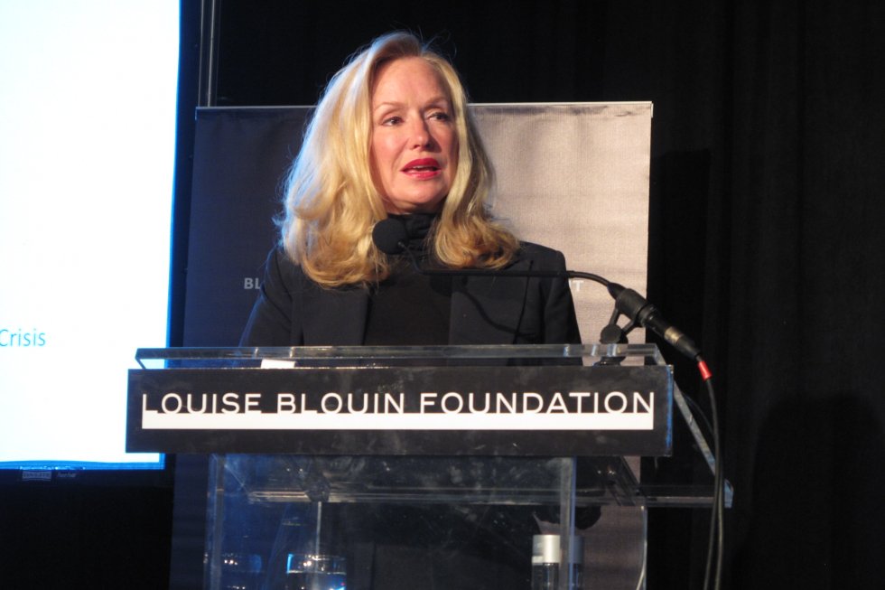 Louise Blouin delivers the opening founder's address at the 2015 Blouin Creative Leadership Summit in 2015.  Photo: Louise Blouin Foundation website.