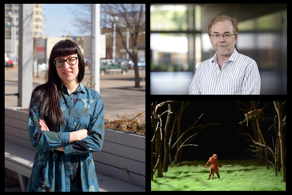 Images clockwise from left: Latitude 53’s newest writer-in-residence, Riva Symko; CEO of Contemporary Calgary, Pierre Arpin; Graeme Patterson, <em>Secret Citadel</em> (animation still), 2013. Patterson will be participating in SappyFest’s new artist-in-residence program.