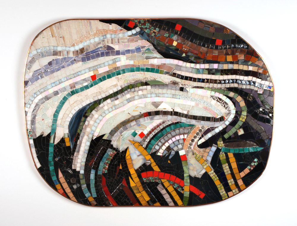 The impact of Newfoundland's weather on the Bulgarian artists who settled there is visible in Vessela Brakalova's stained-glass mosaic <em>Weather Imprint</em> (2014). Image courtesy of the artist.