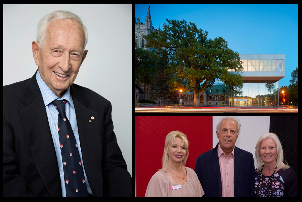 Images clockwise from left: Stephen Jarislowsky; the Musée national des beaux-arts du Québec. Photo: Bruce Damonte; Ottawa Art Gallery director and CEO Alexandra Badzak with donors Brian and Susan Lahey.