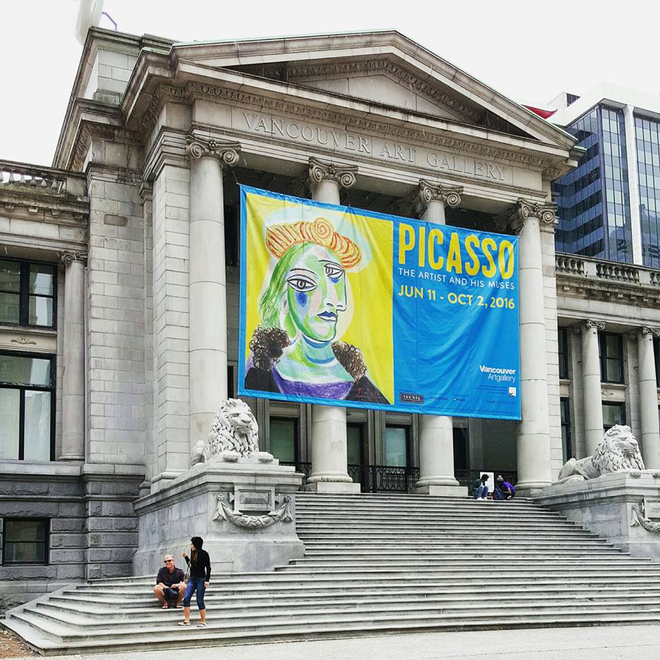 The Vancouver Art Gallery, with an advertisement for its exhibition "Picasso: The Artist and His Muses." Photo: Facebook.