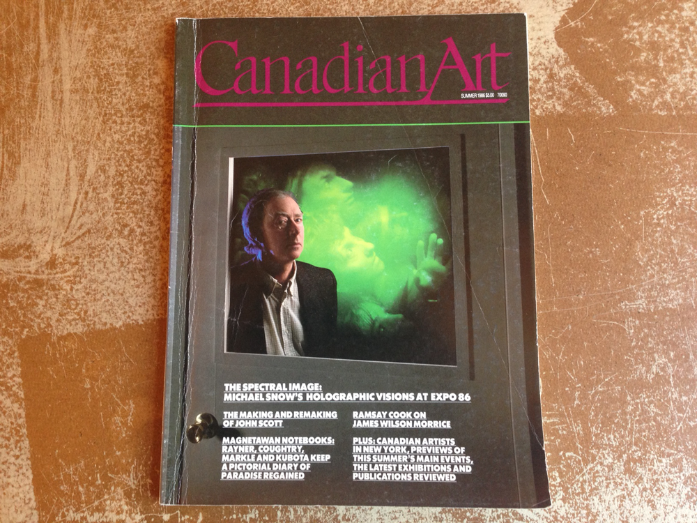 Michael Snow cover 1986 Summer Canadian Art