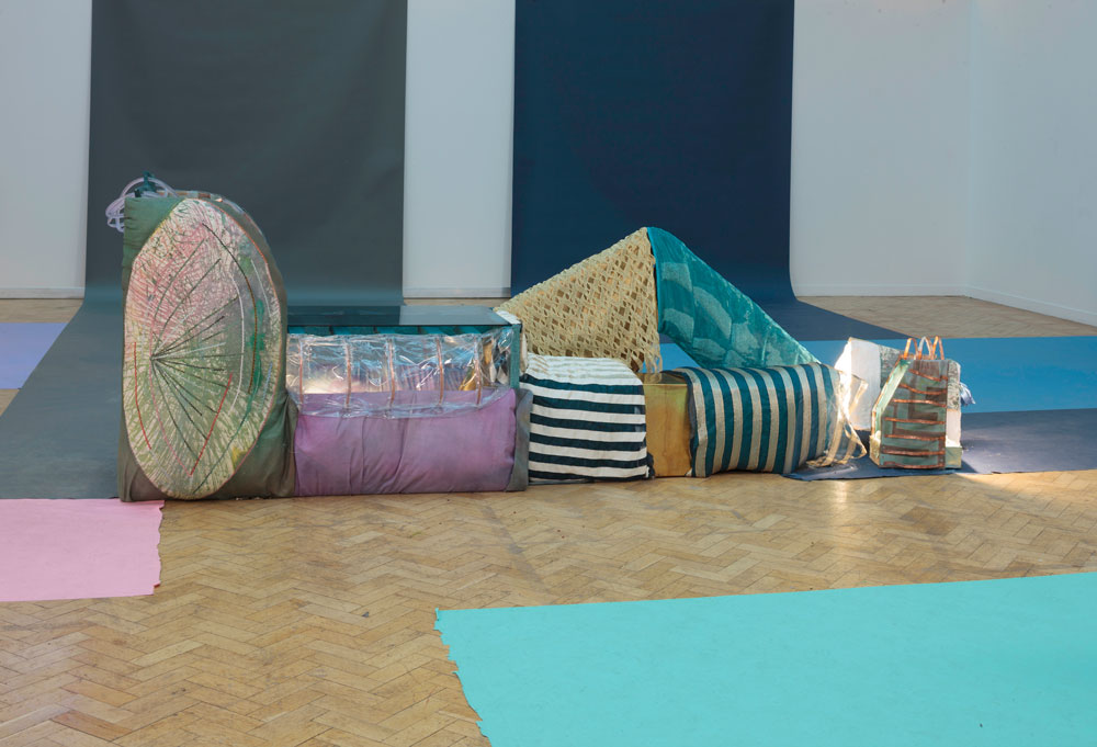 Tamara Henderson, <em>Body Bar</em>, 2016. Mixed materials and textiles. Installation view at Glasgow International. Commissioned by Glasgow International. Courtesy Rodeo, London. Photo: Ruth Clark.