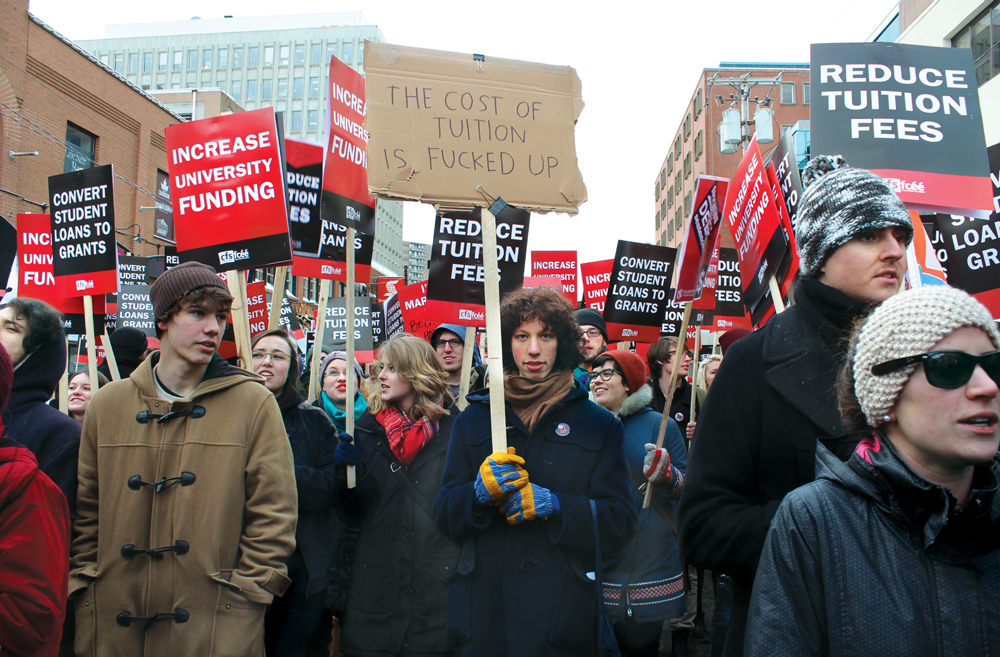 NSCAD University students march against increased tuition fees in the Day of Action protest in Halifax, February 4, 2015. Courtesy the Student Union of NSCAD University (SUNSCAD).