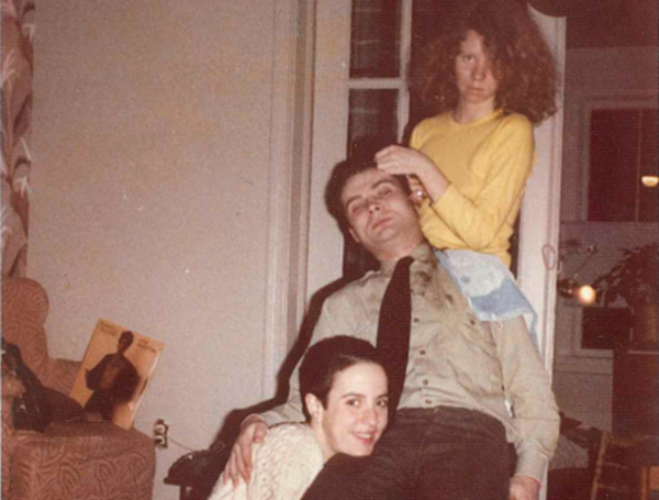 Kathy Acker (seated on floor) with Andy Paterson and Judith Doyle in Doyle’s Toronto apartment in 1979. Courtesy Judith Doyle.