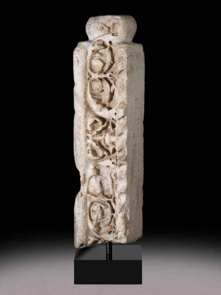This ancient funerary stele, made of marble, serves as the touchstone for “Here,” an exhibition of contemporary Canadian Art at the Aga Khan Museum. Image copyright Aga Khan Museum.