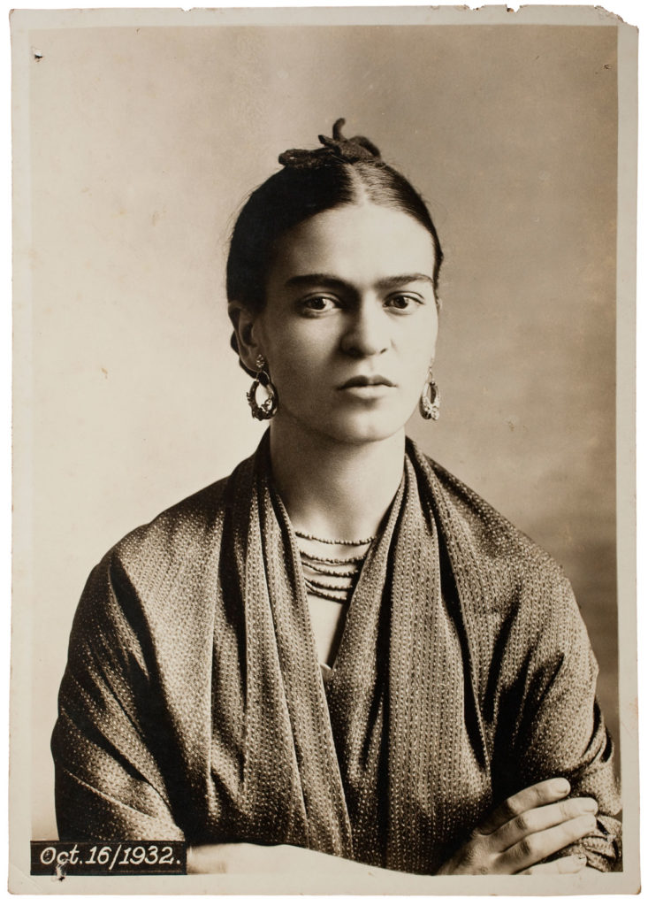 A photo of Frida Kahlo from 1932. Kahlo kept a large photo collection that remained private for decades after her death. Photo: Copyright Frida Kahlo Museum.