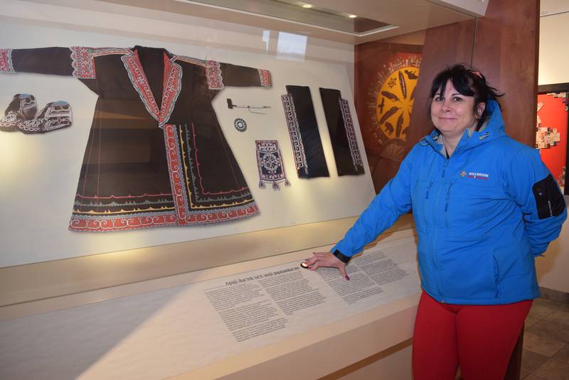 The repatriation of Indigenous cultural items—like the Mi’kmaq robe seen above with repatriation advocate and Millbrook Cultural and Heritage Centre employee Heather Stevens—may be moving forward in Canada with the tabling of a private member’s bill in the House of Commons. Photo: MP Bill Casey Facebook Page.
