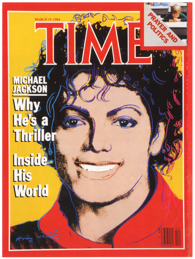 <em>Time - Michael Jackson</em>, 1984. Paul Maréchal Collection, Montreal. © Courtesy of Paul Maréchal. Photo: Pierre Crépô y Denis Rainville. © The Andy Warhol Foundation for the Visual Arts, Inc./VEGAP, Málaga, 2018.