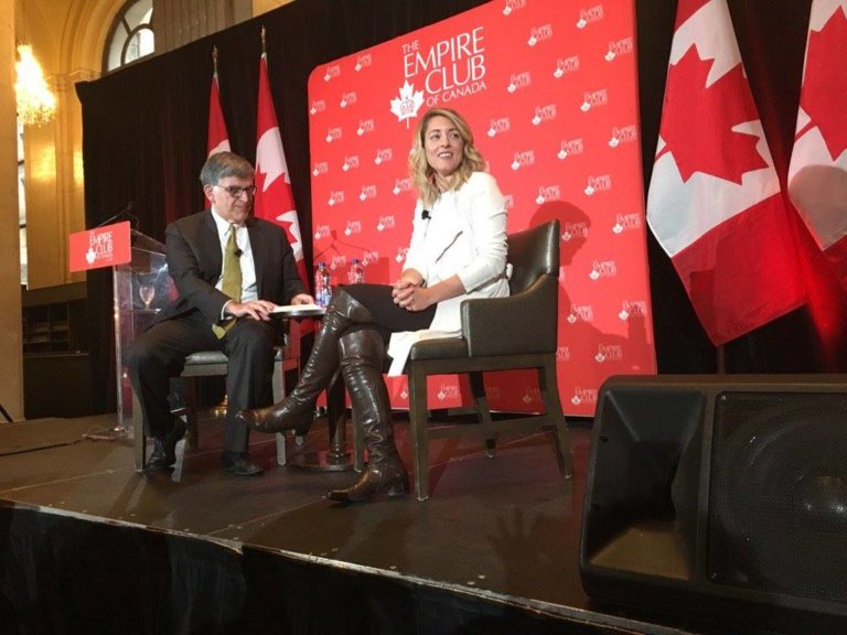 In fall 2017, Heritage Minister Mélanie Joly tried to update the Massey Report with a new Creative Canada strategy. Launched with talks at the Economic Club of Canada and the Empire Club of Canada (pictured), the strategy was widely panned. Photo: Facebook.
