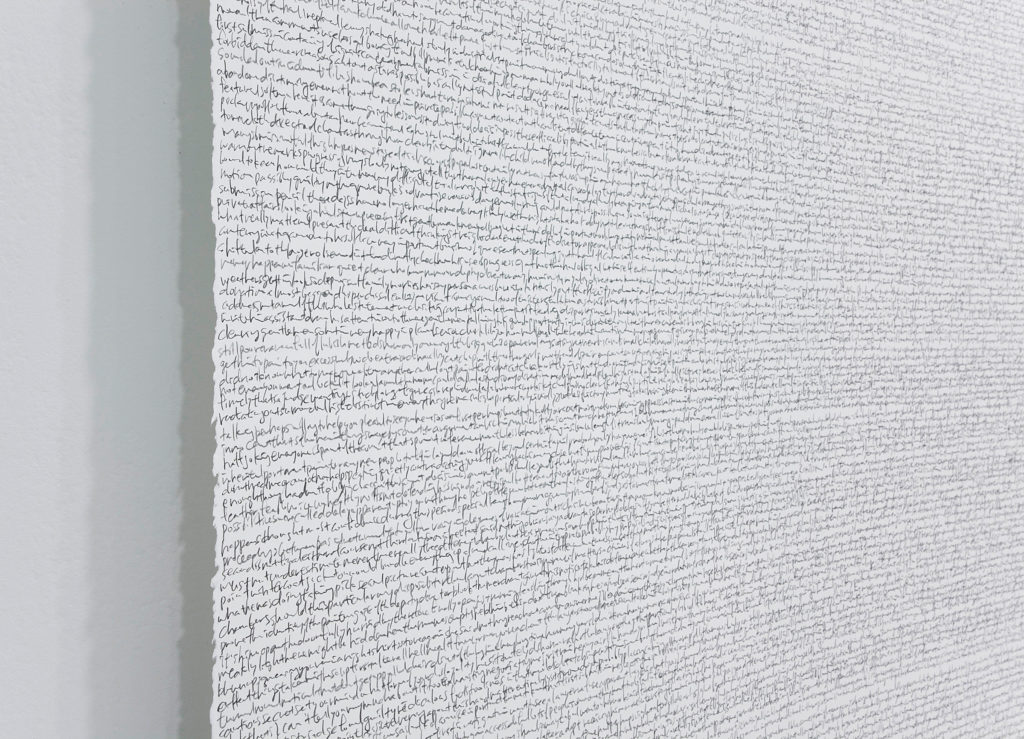 Hyang Cho, <em>Trial 2</em> (detail), 2012. Graphite pencil on Stonehenge paper roll, 11.8 x 1.28 m. Courtesy
Georgia Scherman Projects. Photo: Richard-Max Tremblay.
