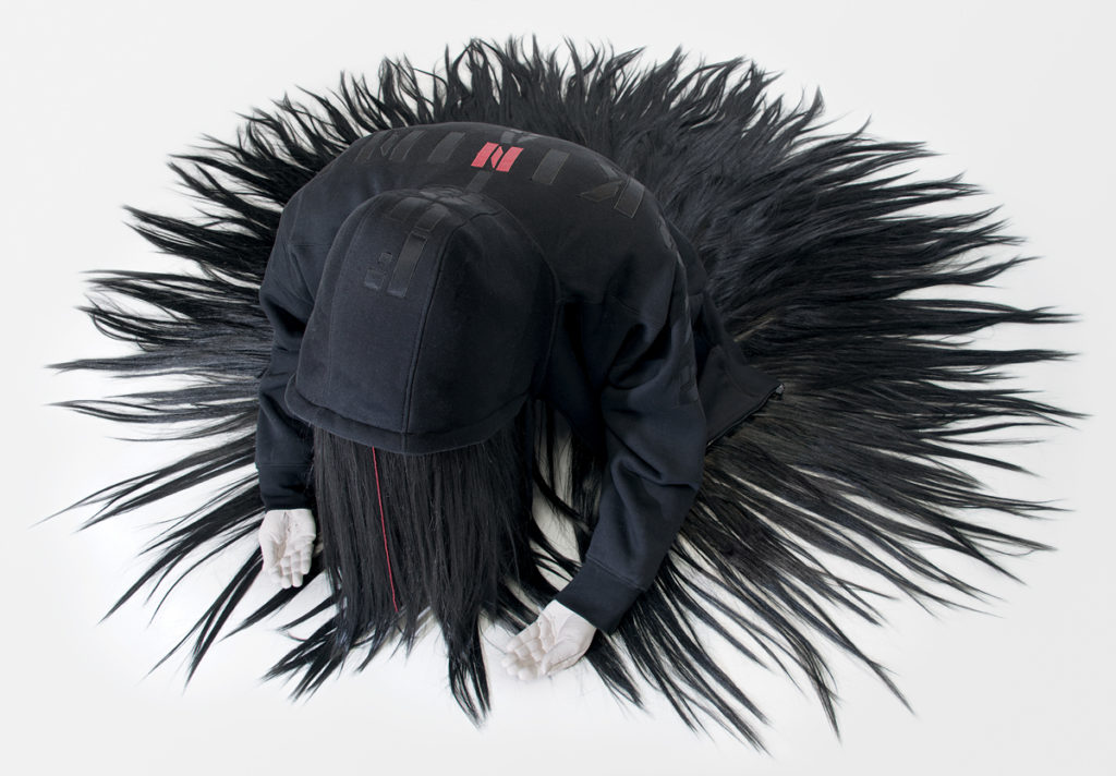 Rebecca Belmore, <em>Mixed Blessing</em>, 2011. Hair, plaster of paris, hoodie. Dimensions variable. Musée des Beaux-arts de Montréal, purchase, Louise Lalonde-Lamarre Memorial Fund.