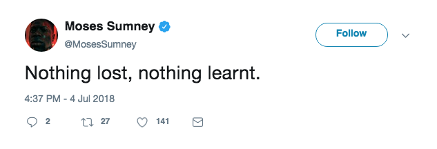 Tweet posted by the artist Moses Sumney in response to the cancellation of SLĀV. Earlier this week, Sumney pulled out of the Montréal Jazz Festival in protest. 