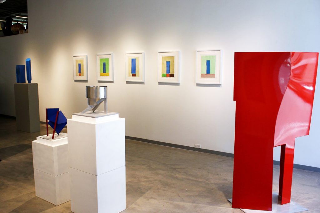 Installation view (detail) of Robert Murray's “Models, Paintings and Sculpture” at Studio 21 Fine Art.