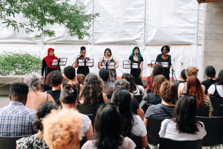 At the beginning of each session of <em>Panic in the Labyrinth</em> at the Gardiner Museum this summer, artist Annie Wong directed the performers to make a public dedication to Lucy DeCoutere, Linda Christina Redgrave and S.D., the women who survived the Jian Ghomeshi trial. Wong disagrees with the Gardiner's decision to book Ghomeshi's lawyer, Marie Henein, for a fundraising talk in September. Photo: Facebook.